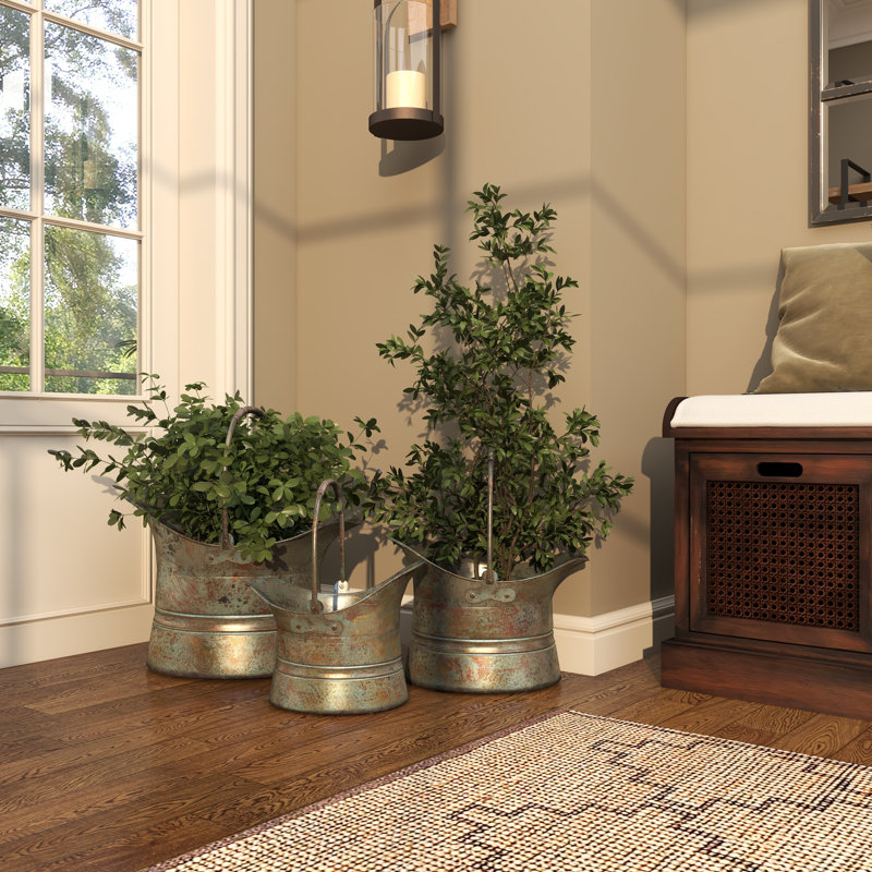 Ensemble de pots à fleurs d'intérieur et d'extérieur seau en métal 3 pièces Crisman