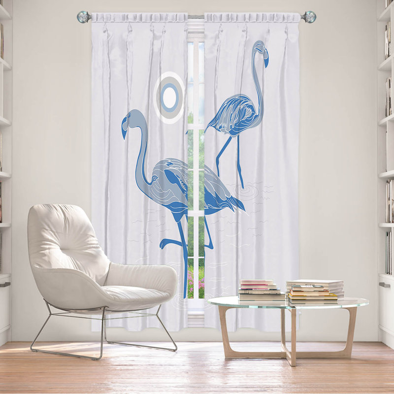 Paire de rideaux obscurcissant en polyester Denes, L 20 po x L 52 po, Bleu clair / gris / blanc