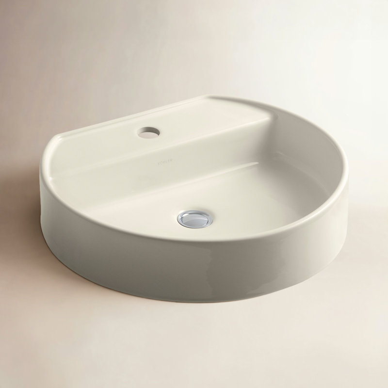 Chord Wading Pool Vessel Bathroom Sink, Robinets à monotrou, Biscuit