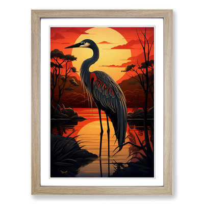 Heron Art Deco Art - Framed Print