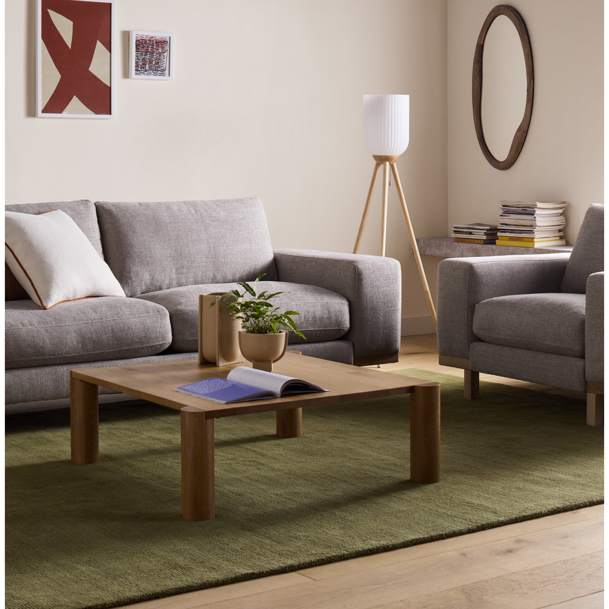 Wood Oval Wall Mirror