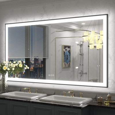 Miroir de salle de bain / de meuble-lavabo avec cadre en verre trempé à DEL certifié Aevar UL avec garantie de 3 ans