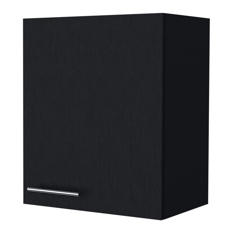 Armoire murale moderne noire avec 1 porte - Transformez les salles de bain compactes idéales pour les espaces, Noir