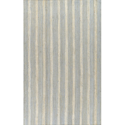 Aadison Blue Hand-Woven Striped Jute Rug