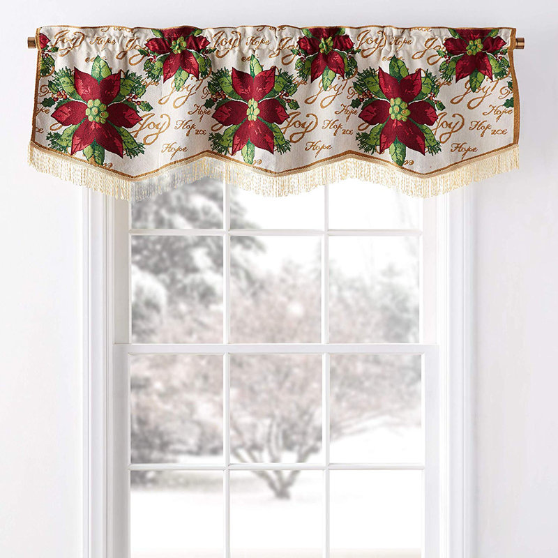 Jupe de rideau de style poinsettias de noël tapisserie Radcliffe