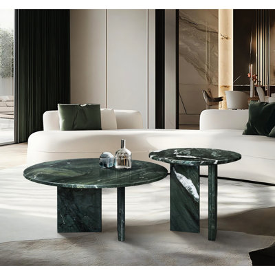Tables basses luxueuses en marbre naturel rond - finition polie, convient au salon, combine une apparence dynamique de 70 cm et 45 cm
