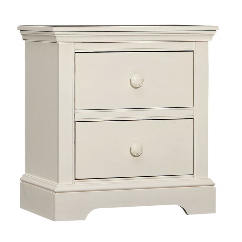 Table de chevet 2 tiroirs en bois, Blanc