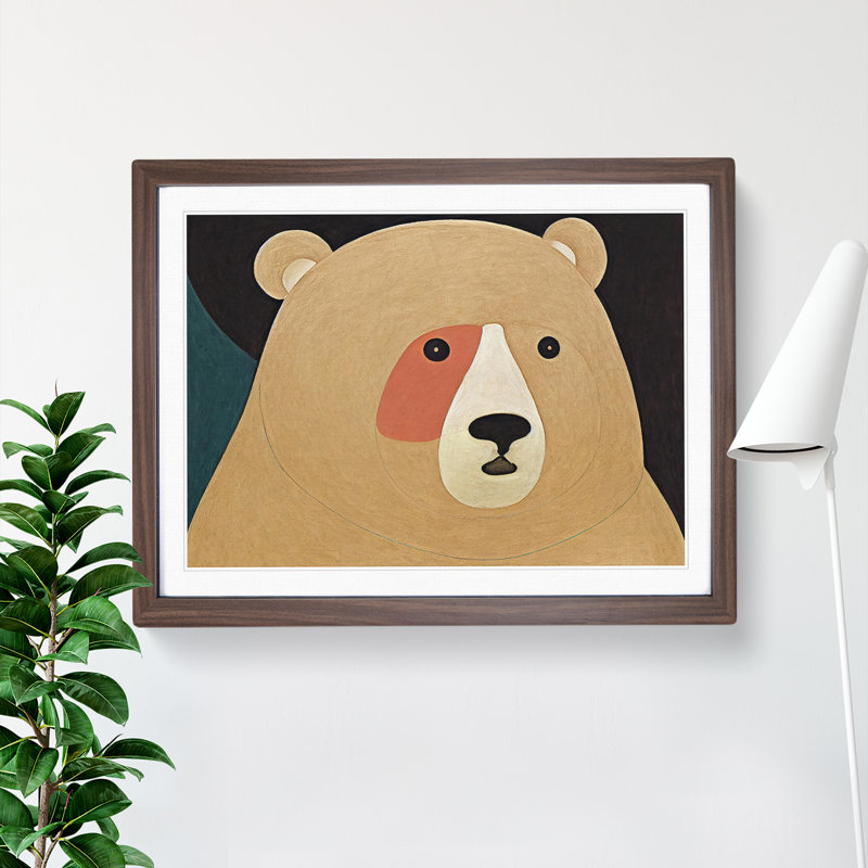 Abstract Teddy Bear - Framed Print, 25cm H x 34cm W x 2cm D, Walnut
