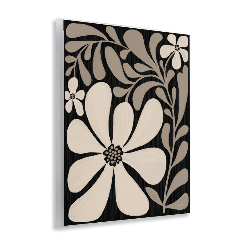 Plaque murale crème Modern Florals, design par Cat Thurman Designs