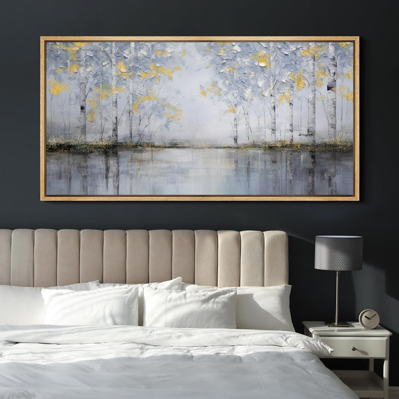 Aspen Birch Winter Birch Trees Silver and Gold Nature Landscape, reproduction d'art sur toile, H 30 po x l 60 po, Naturel