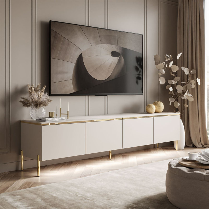 Bethsaida Cashmere TV Stand 200cm with Gold Legs, Cashmere