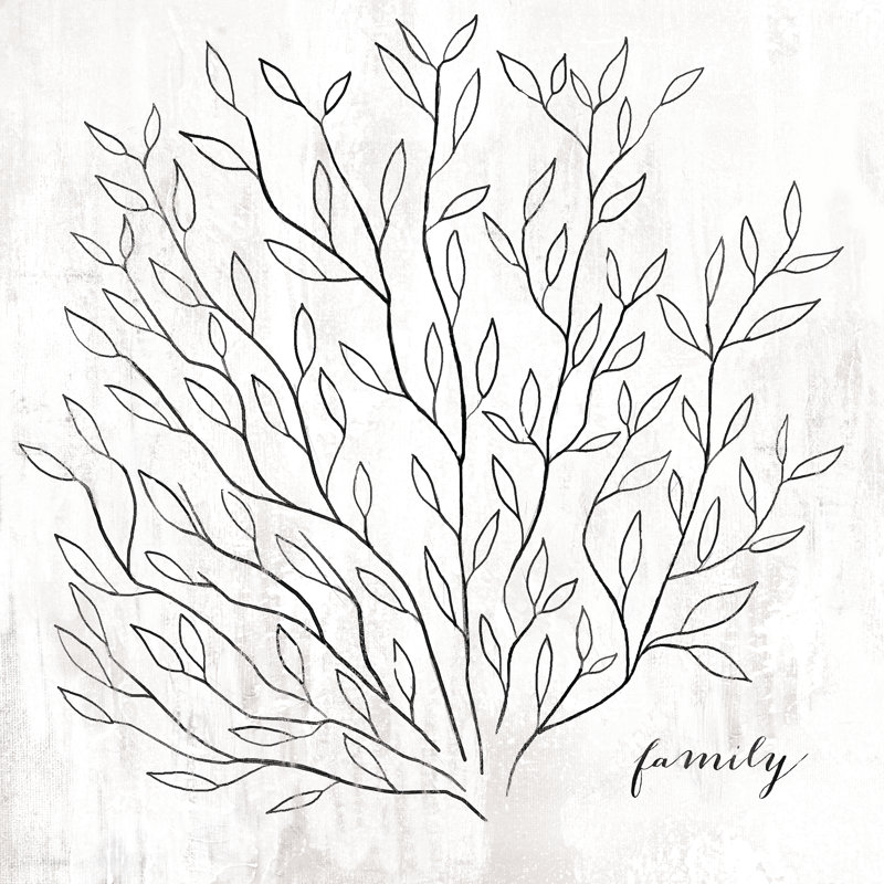 Leafy Branches Drawing - Wrapped Canvas Print, 122cm H x 122cm W x 3.8cm D
