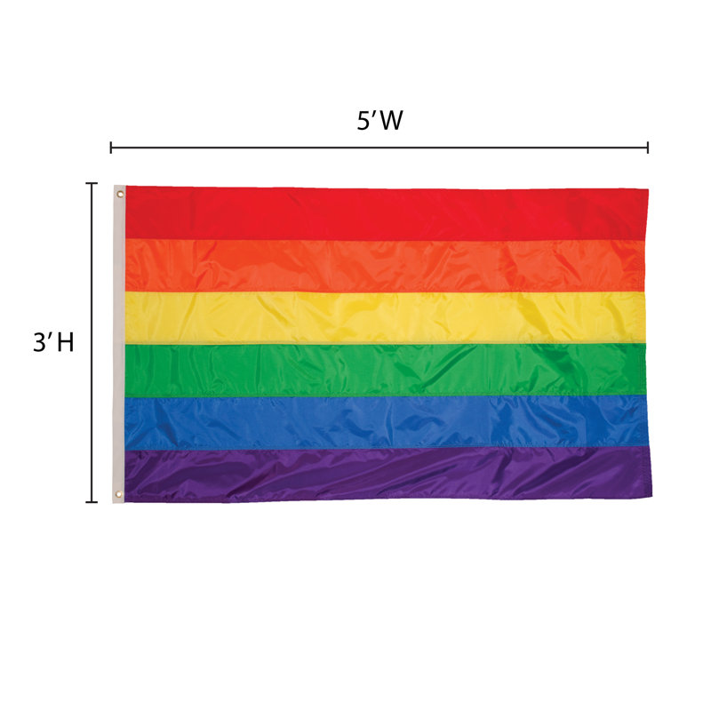 Drapeau arc-en-ciel à œillets, H 36 po x l 60 po