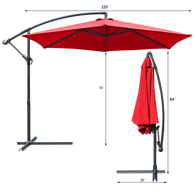 Parasol en porte-à-faux 10 pi Stuart, Rouge