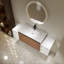 Meuble-lavabo mural avec lavabo en résine, deux tablettes de rangement et portes à fermeture en douceur-130603180