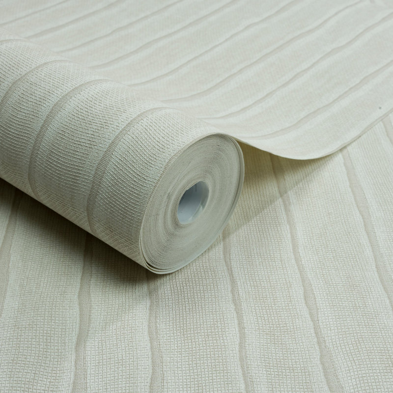 Precious Weaves Collection Irregular Stripes Wallpaper Roll, Cream