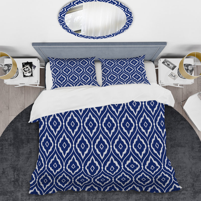 Blue/White Microfiber Duvet Cover Set, Twin Duvet Cover + 1 Standard Sham