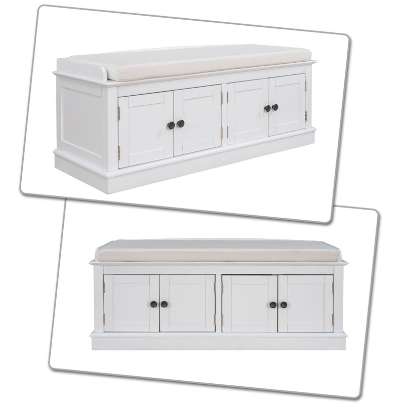 Banc de rangement Calena, Blanc