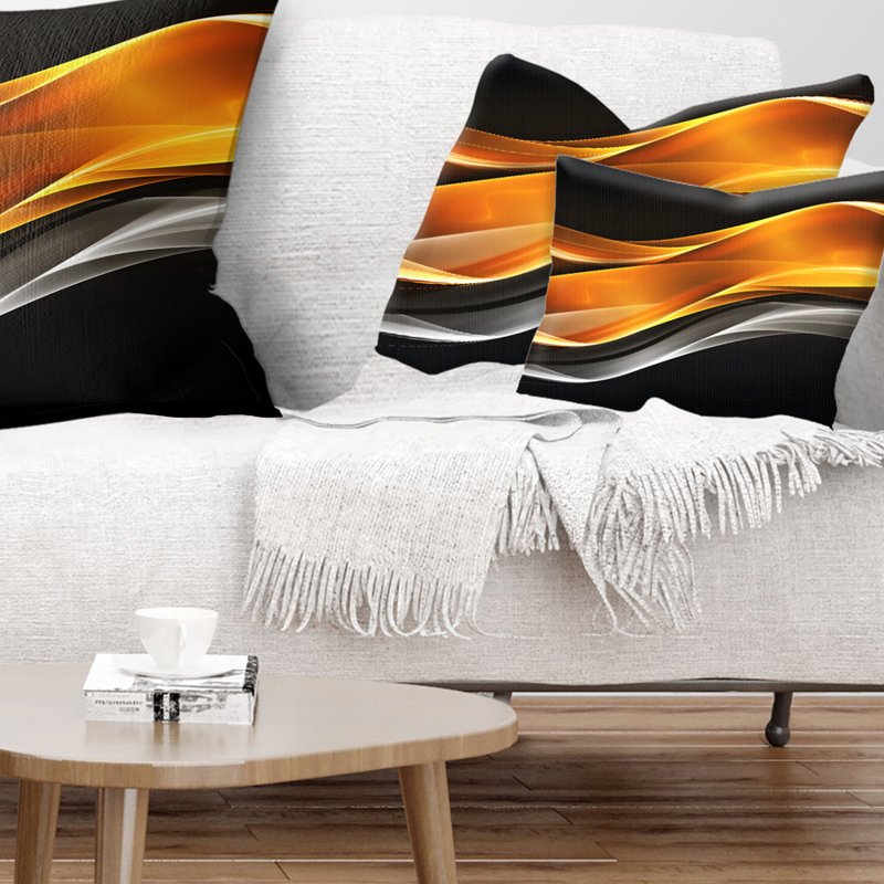 Gold and Black Abstract Printed Decorative Pillow