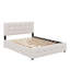 Grand lit plateforme tapissier avec tête de lit classique et 4 tiroirs-477858065