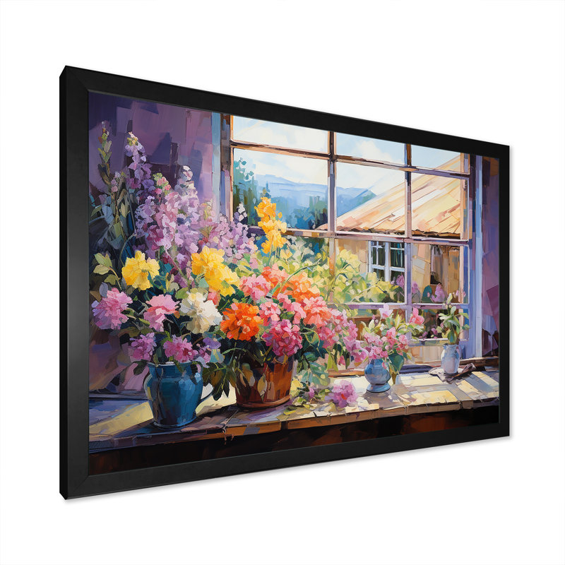 «Mauve Floral Ranch», art mural, H 12 po x l 20 po x P 1 po, Cadre d'angle fermé noir