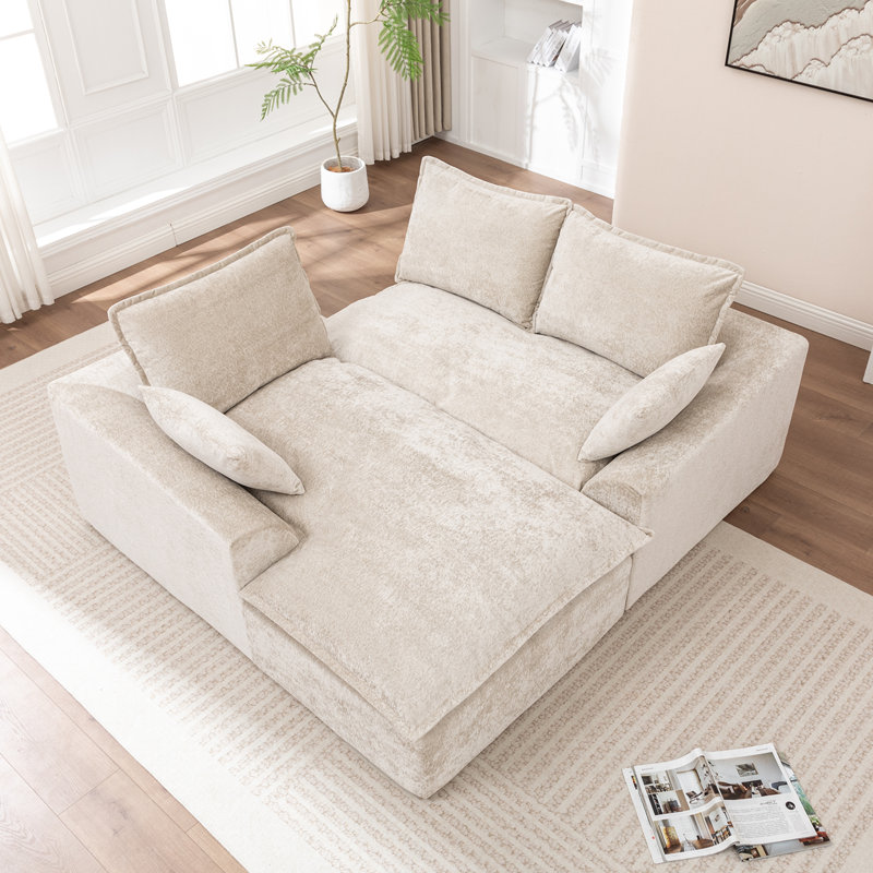 Canapé modulaire Boneless de 103 po sans assemblage requis avec coussins, À gauche qui danse, Beige
