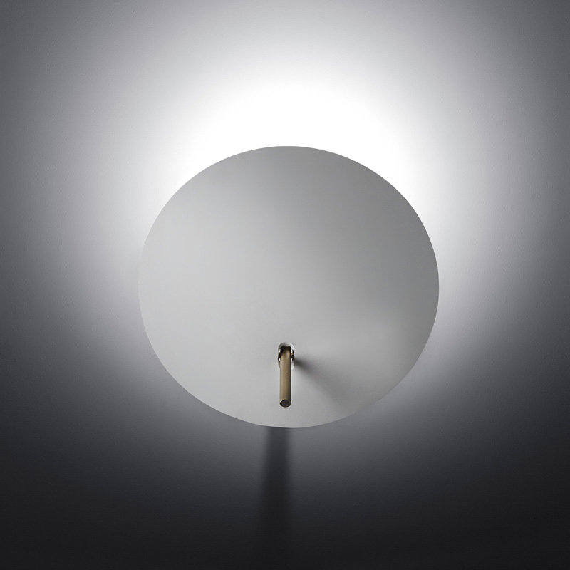 Lua LED Dimmable Armed Sconce, White/Gold Silver