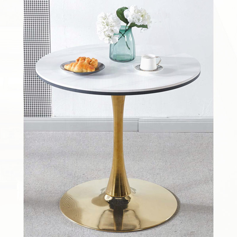 Table basse tulipe dorée et blanche, Blanc