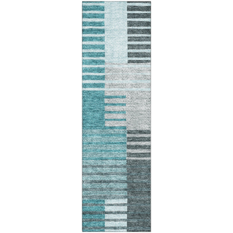 Premium Machine Washable Prisco Teal Rug