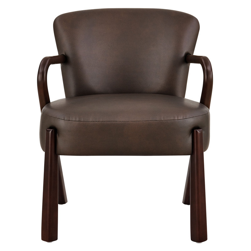 Fauteuil d'appoint rembourré en similicuir Arden espresso, Espresso, Brun