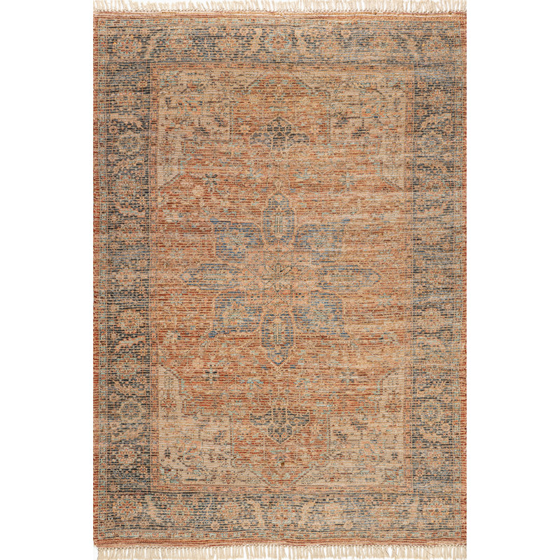 Persian Medallion Tassel Area Rug, Rectangle 5' x 8'