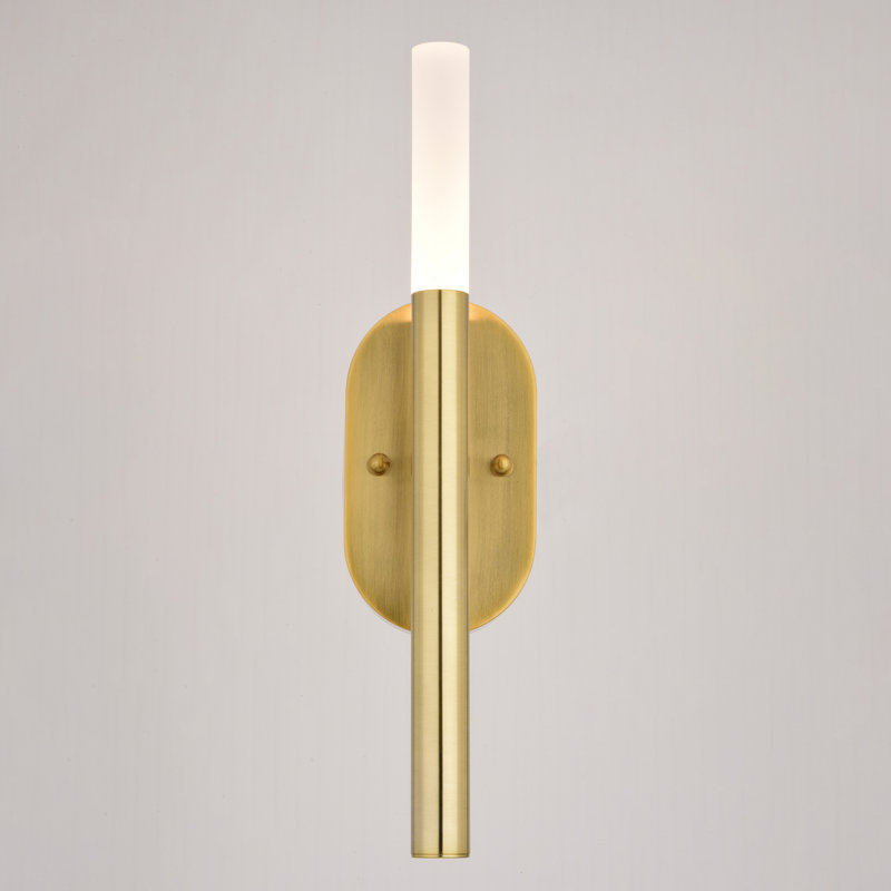 Davarian 1 Light Integrated LED Contemporary Wall Sconce White Acrylic, Satin Brass