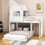 Lit superposé double en bois avec maisonnette en bois-1679415949