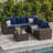 6 Piece Outdoor Sectional Sofa Set With Wide Armrest-2001366314