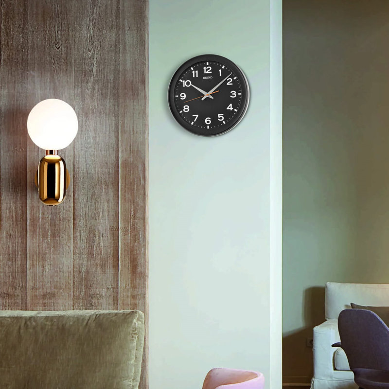 QXA835KRH Wall Clock, Black, Black