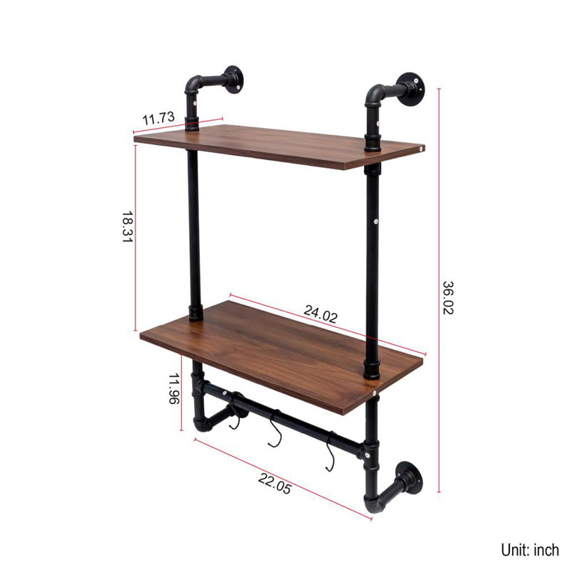 Wall Mounted Shelves with 3 hooks