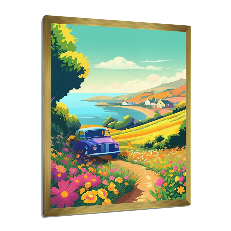 Seaside Drive I - Imprimé, H 32 po x l 24 po x P 1 po, Encadrement doré