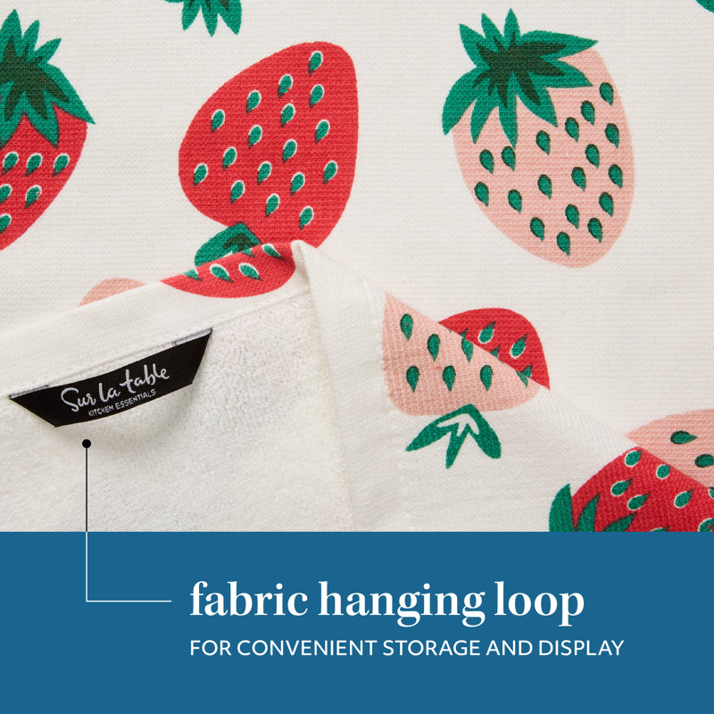 Strawberry Print Cotton Kitchen Towel Set of Four