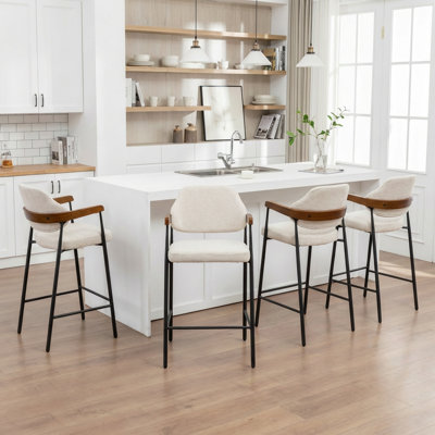 Devane Upholstered Counter Stool With Armrest