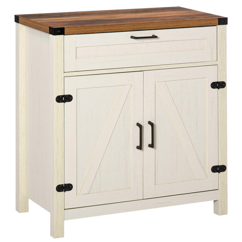 Sideboard Buffet Cabinet with Storage Drawer, Distressed White