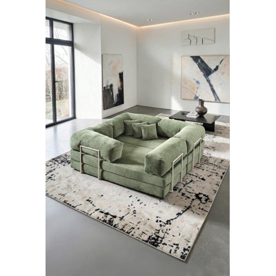 Canapé modulaire en L en velours vert