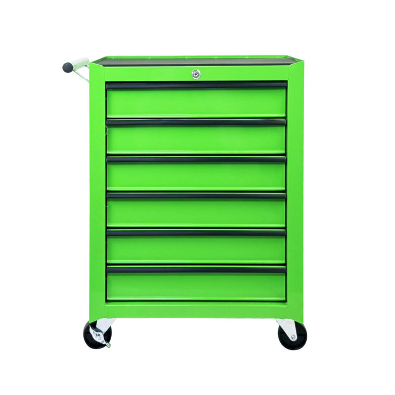 Coffre à outils durable en métal avec 6 tiroirs, glissières à roulement à billes et structure en acier thermolaqué pour un rangement et une mobilité efficaces