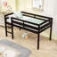 Lit mezzanine simple en bois avec échelle et garde-corps Saftey-773345426