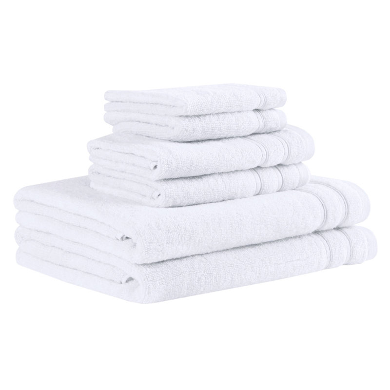 Ensemble de serviettes 100% coton 400GSM Essential, Blanc, Ensemble 6 serviettes de bain