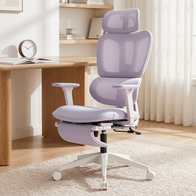 Ergonomic Executive Office Chair with Footrest, High Back Mesh Desk Chair with Dynamic Lumbar Support & Adjustable Headrest, Reclining Computer Chair for Home Office，350LBS