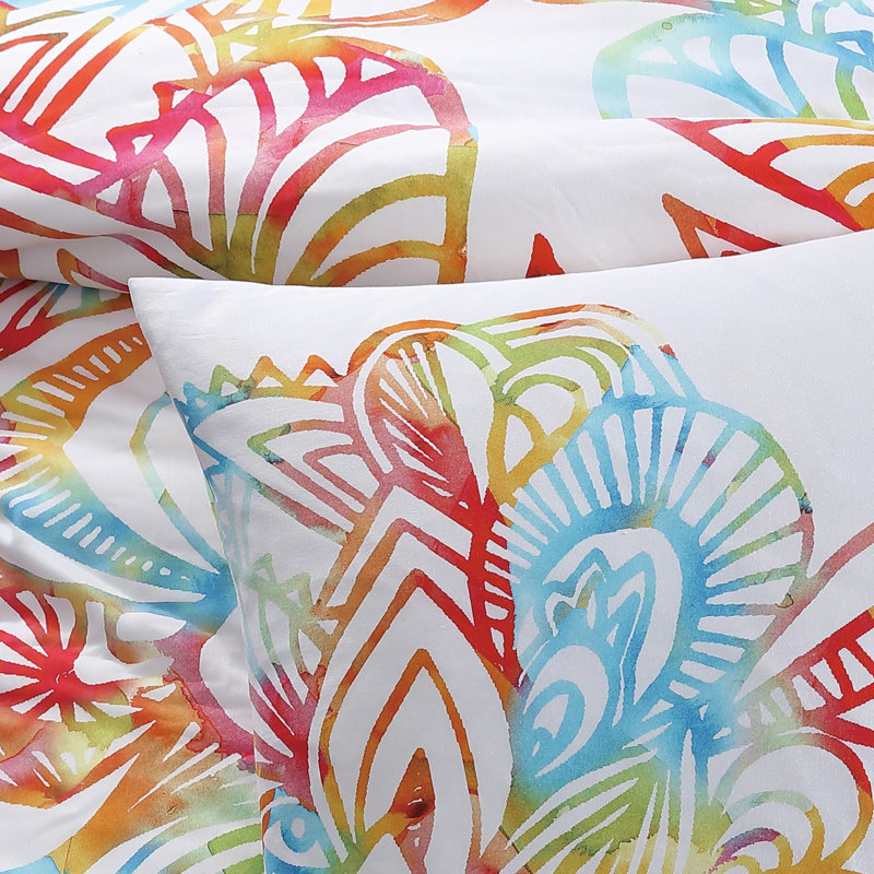 King Multicolor Cotton Floral Bohemian Duvet Cover Set