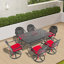 Ensemble de salle à manger 5 pièces en aluminium coulé résistant aux intempéries, comprenant 4 chaises pivotantes et une table rectangulaire avec cadre-637639536