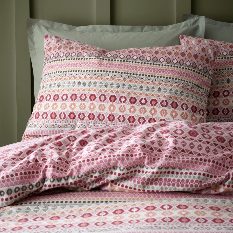 Brushed Cotton Fairisle Reversible Duvet Cover Set, Twin Duvet Cover + 1 Standard Pillowcase