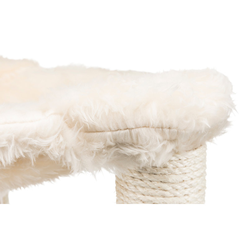 Cream Sisal Cat Tree with Plush Hammock and Toy