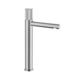 Metro Knurled Long Spout Bathroom Faucet - Vessel - 12" Brass